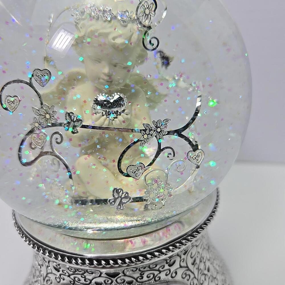 THINGS REMEMBERED Religious Made with Love Cherub Musical Snow Globe, Plavs Pach - Picture 2 of 14
